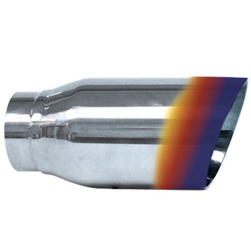 Stainless steel exhaust tip, round double blue tip model Hs