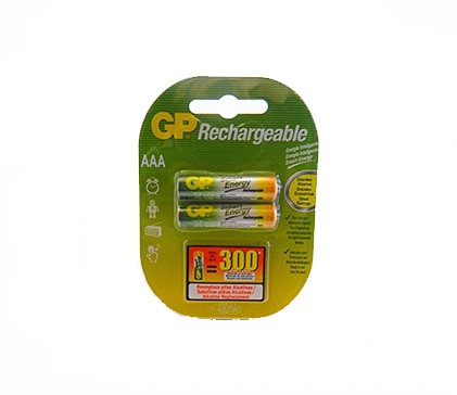 Battery Smart Energy Rechargeable 400 mAh (AAA) LR03 2 Cell in Card GP