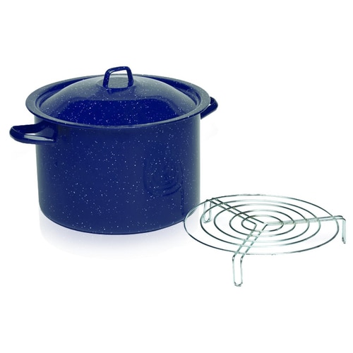 Pot Blue Enammel & Seafood Steamers 16Qt with Rack Imusa