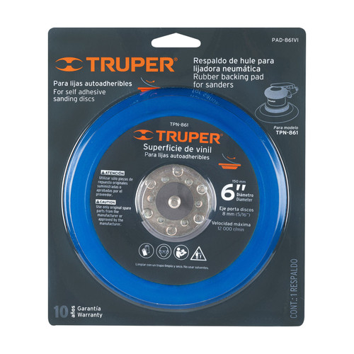 Truper Random Orbit Sander Vinyl PAD-861VI 6"