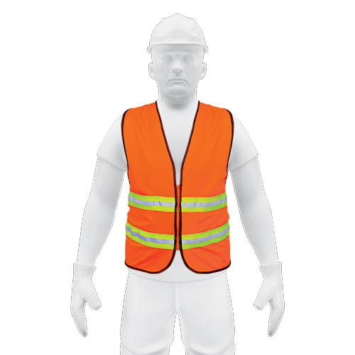 High Visibility Safety Vests with Zipper, 3/4" Double Reflective Strips Truper