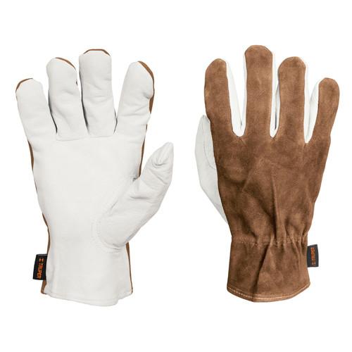 Goatskin Gloves with Leather Back, Elastic Wrist Truper