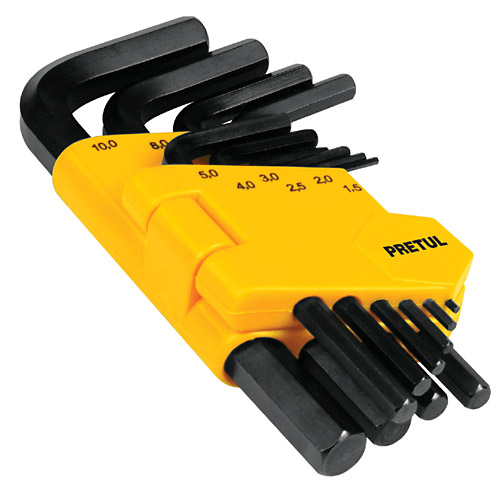 Hex Key Sets Folding Plastic Holder 10-Pc Pretul