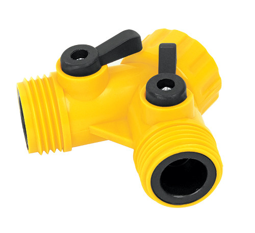 Plastic hose Y-connector w/ shut-off valves,  Pretul