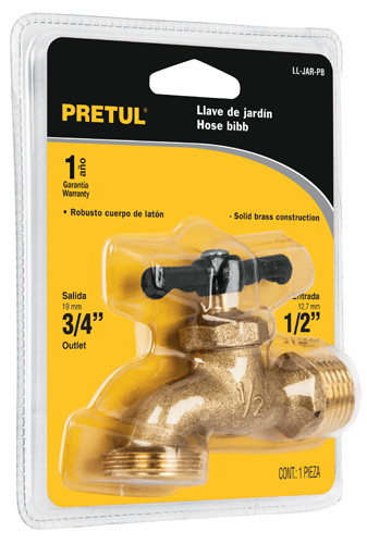 Brass hose bibb, 3.5 oz, in blister 1/2",  Pretul
