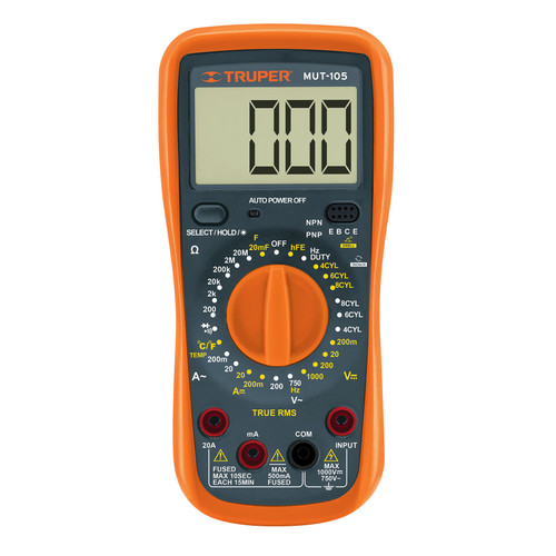 Truper 10403 Professional Digital Multimeter for Automotive Maintenance MUT-105 