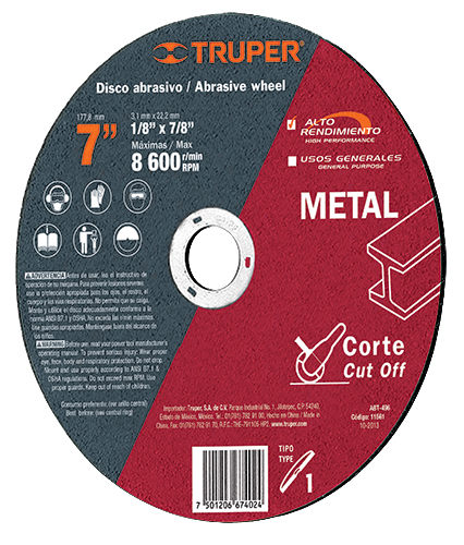 Truper Stone and Metal Cutting wheels High Performance Type 1
