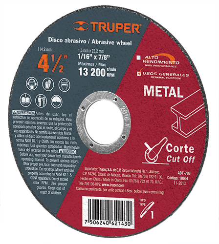 Truper 10664 Metal Cut-off Wheels General Purpose Type 1 