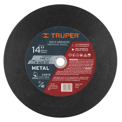 Truper 12568 Metal Cut-off Wheels 14" Type 1
