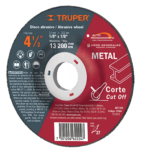 Truper Metal Cutting Wheels General Purpose Type 27 