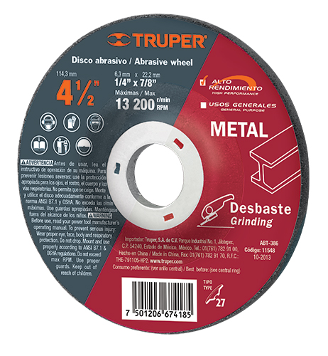 Truper Metal Grinding Wheels High Performance Type 27
