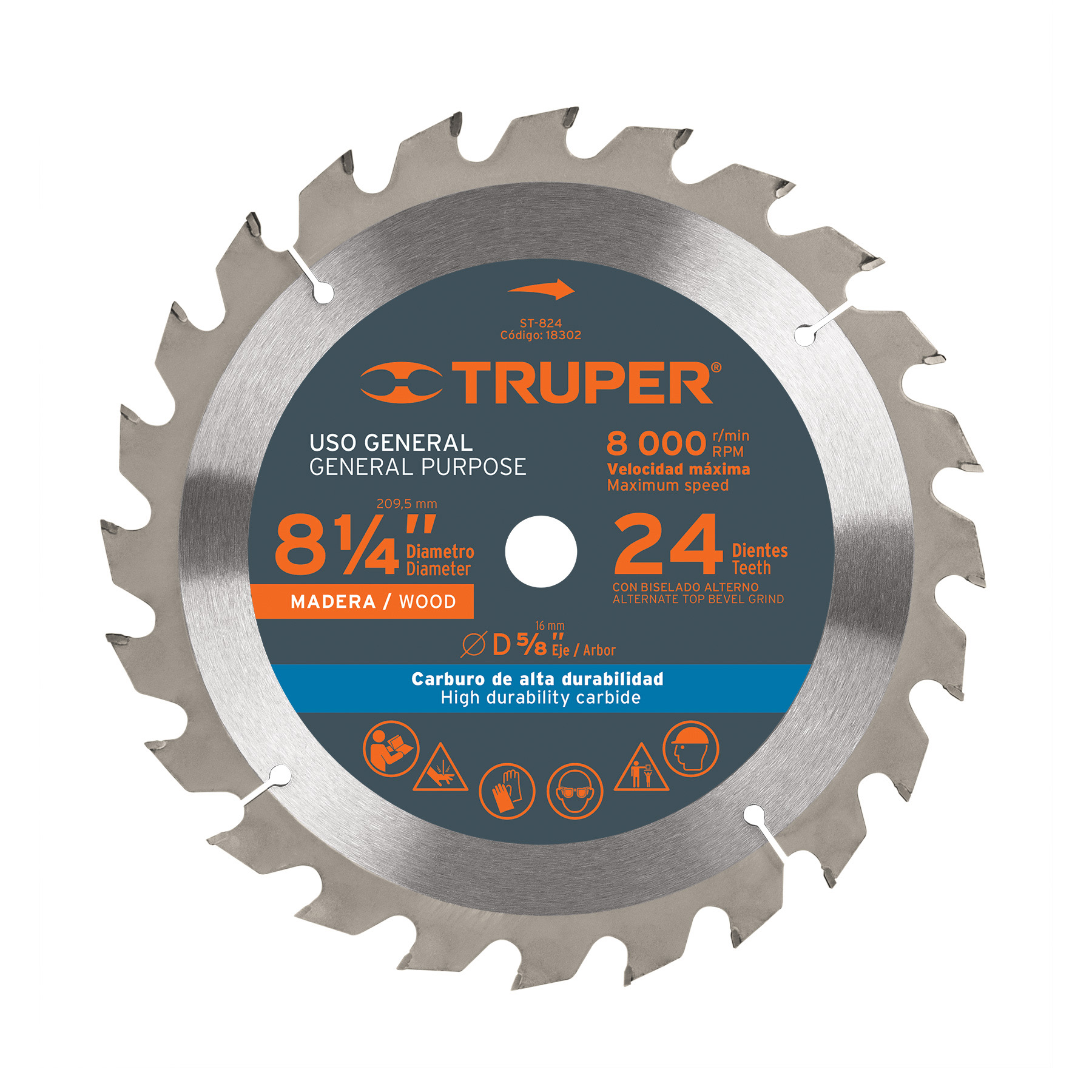 Truper Wood Cutting Saw Blades 5/8" Arbor 8 1/14" Diameter