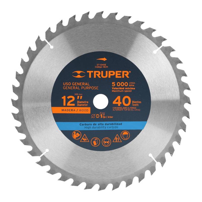  Truper Wood Cutting Saw Blades 1" Arbor 12" Diameter
