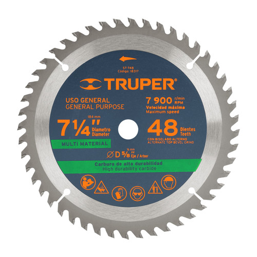 Truper 18317 Multi-Purpose Cutting Saw Blade 7 1/4"