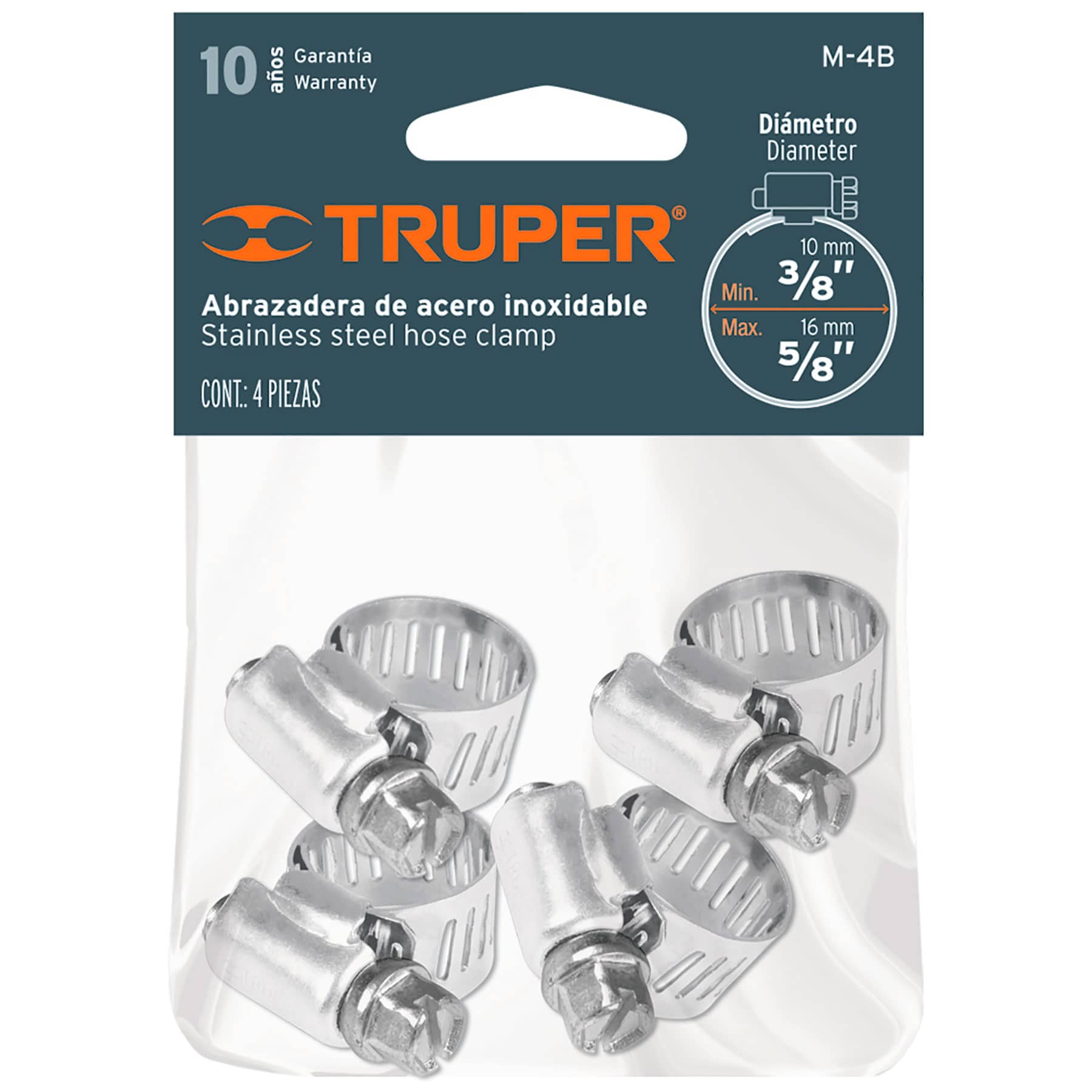 Truper Bag with 4 Stainless Steel Clamps