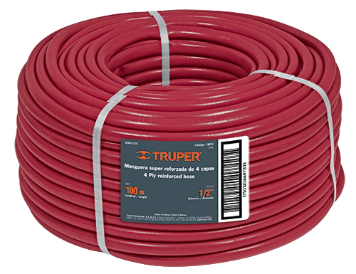 Truper Extra-Reinforced Hoses, 4-Ply (328 ft)