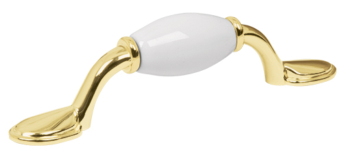Cabinet Pull Handles w/ Insert Polished Brass Hermex