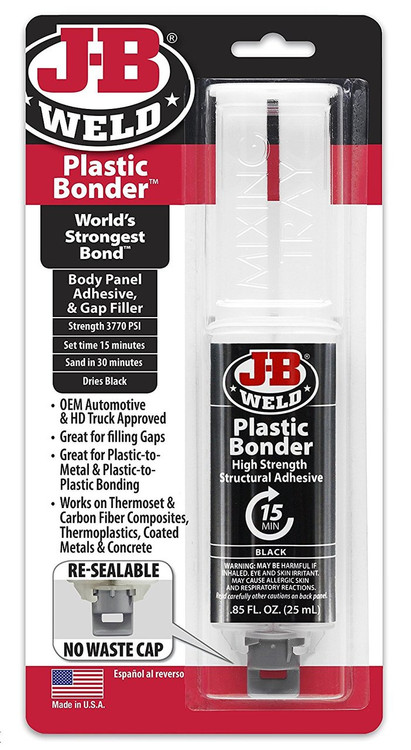 Plastic Bonder Body Panel Adhesive and Gap Filler Syringe - Dries Black JB-Weld