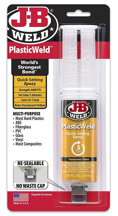 Setting Epoxy Syringe PlasticWeld Quick-Dries Translucent Yellow- 0.85 oz. JB-Weld