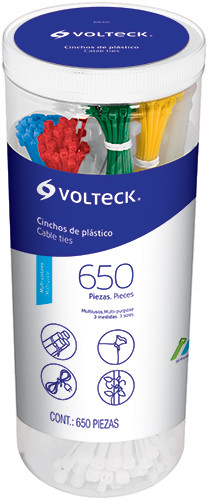 Voltech Cable Tie Plastic Set 650-Pc