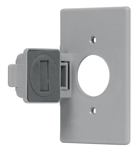 Single 1 1/2" Hole Receptacle Wallplate, Weather-Resistant Voltech