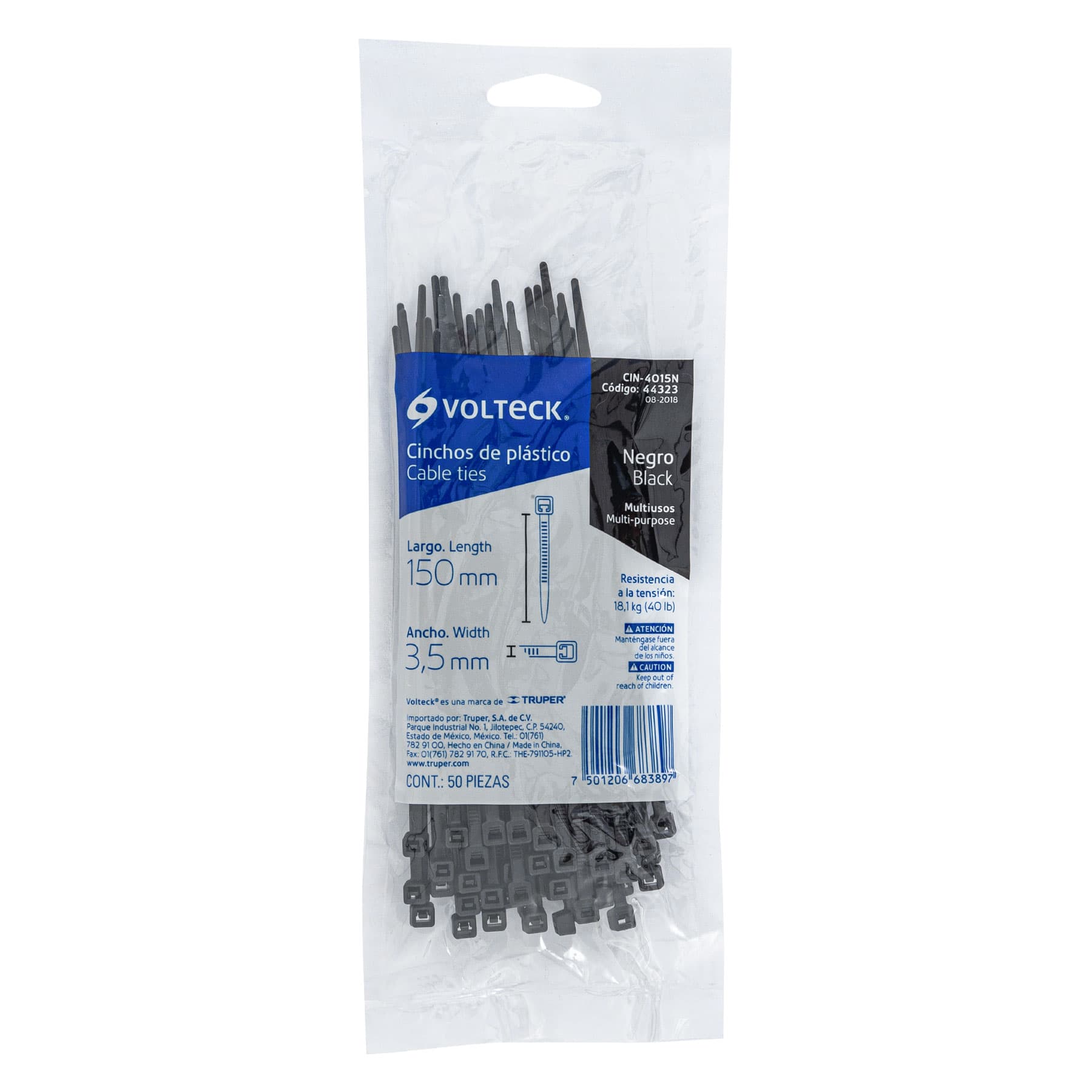 Volteck Plastic Cable Ties 40 lb Tensile Strenght