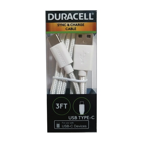 Sync & Charge Cable USB Type-C White Duracell