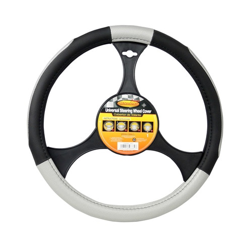 Steering Wheel Cover -Black & Silver  14.5" – 15.5" Hercules