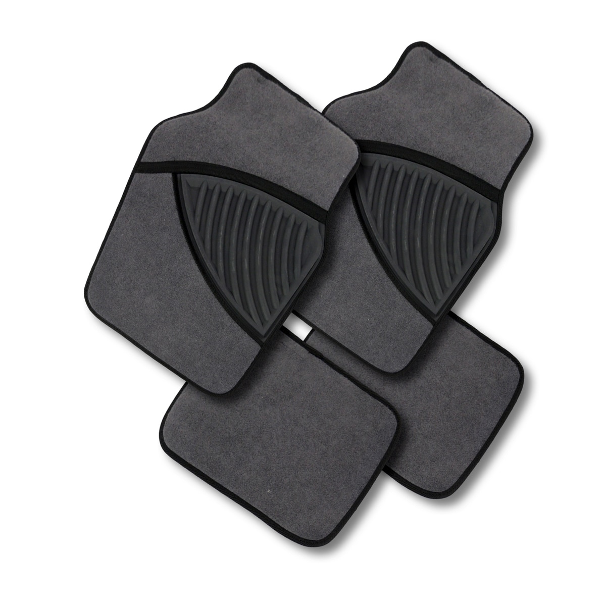 Universal Floor Mat Gray & Black 4 Pieces Heavy Duty Rubber Heel Pad Hercules