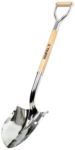Polished Chrome Ceremonial Shovel, Steel/Wood D-handle Truper