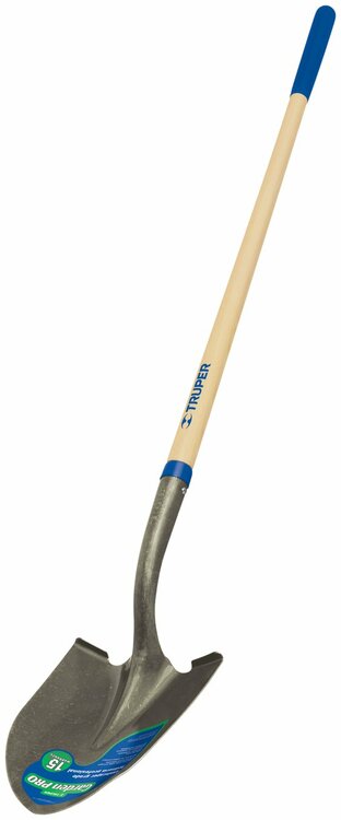 Truper 33162 Garden Pro 48-Inch Round Point Shovel with Long Handle and 10-Inch Grip