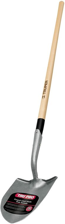 Truper 33659 Tru Pro 48-Inch Round Point Shovel Solid Shank Turned Steps Steel