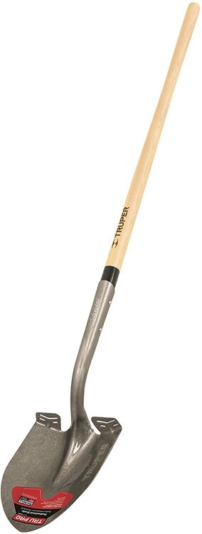 Truper 34105 Tru Pro Round Point Extended Socket Shovel 48-Inch American Ash Handle
