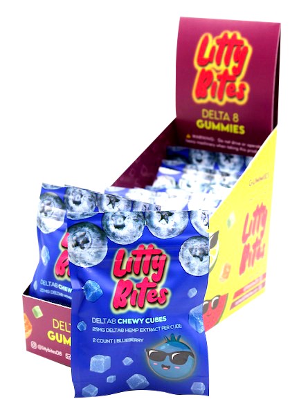 Litty Bites D8 Gummies Chewy Cubes Box (15 pack). 