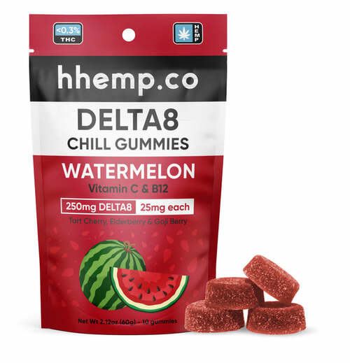 Hhemp Chill Gummies  Watermelon 24ct POS Box - 2ct D8 50mg