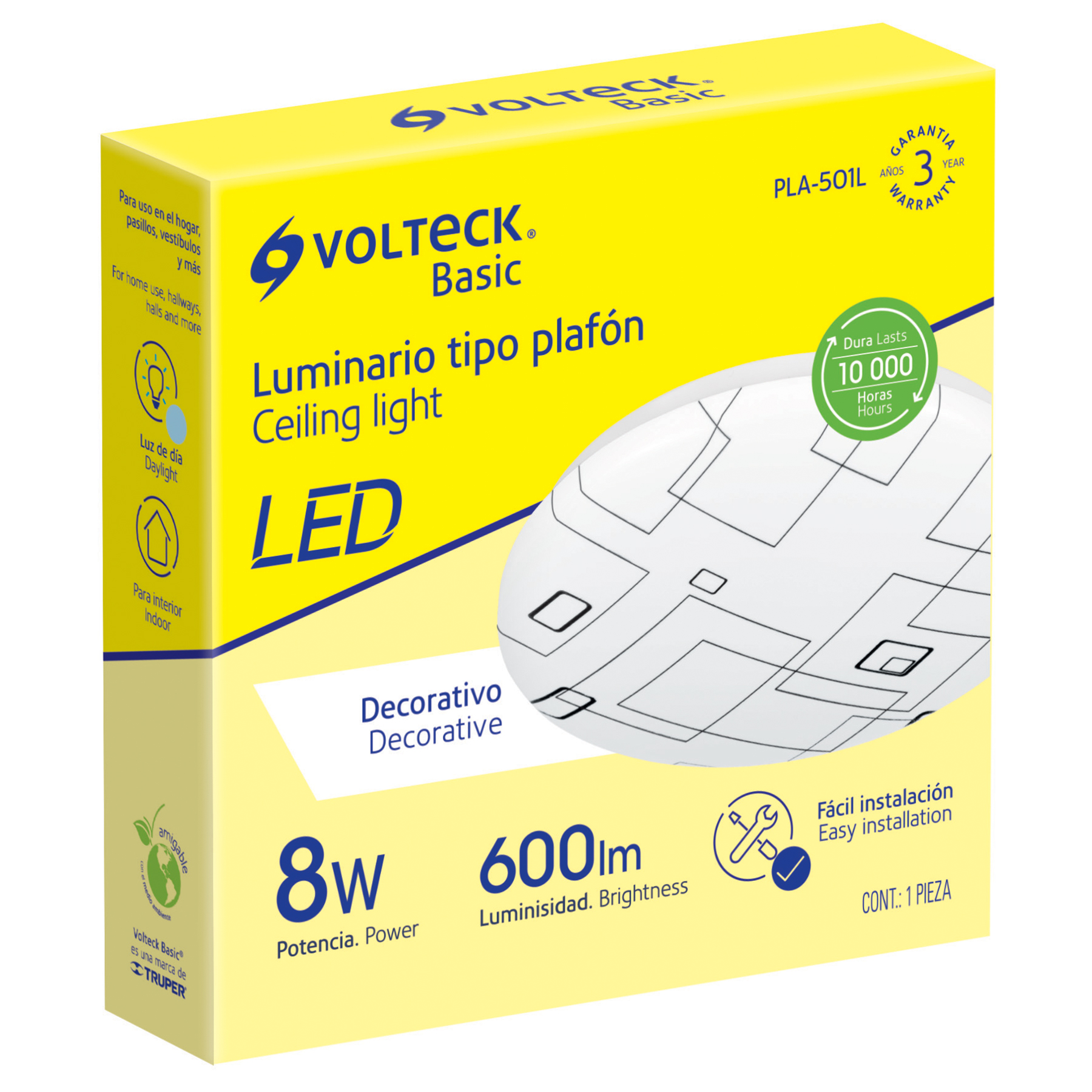 Volteck, Decorative Surface Mounted LED Luminaires, Ceiling Type, PVC Screen.