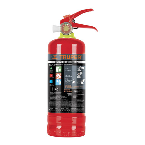 Truper Portable rechargeable fire extinguisher ABC type powder