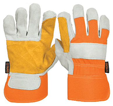 Truper Leather Gloves with Reinforced Palm Patch and Canvas Back