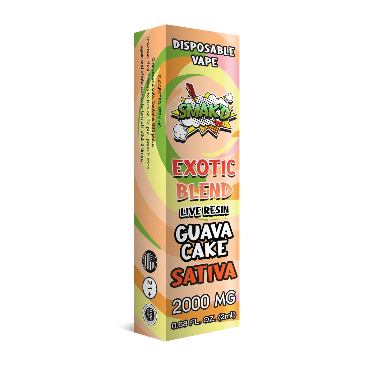 MegaWatts. Smak'd Exotic Blend Live Resin Disposable Vape 2000 MG