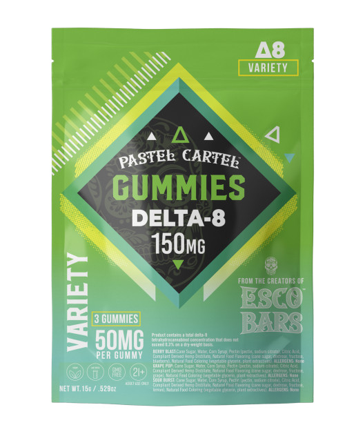 Esco Barts Pastel Cartel Gummies 50MG Delta-8 3 Count - Variety