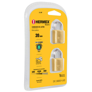 Hermex 23513 Blister with 2 Basic Brass Padlocks