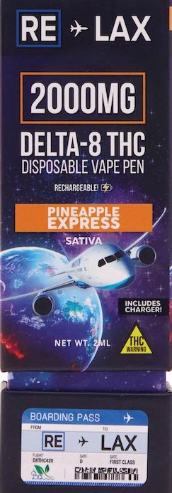 CBD RE-LAX Disposable Vape Pens Express Rechargeable D-8 2000 Mg
