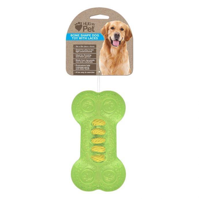 Hug my Pet Bone Shape Dog Toy With Laces 3 Colors