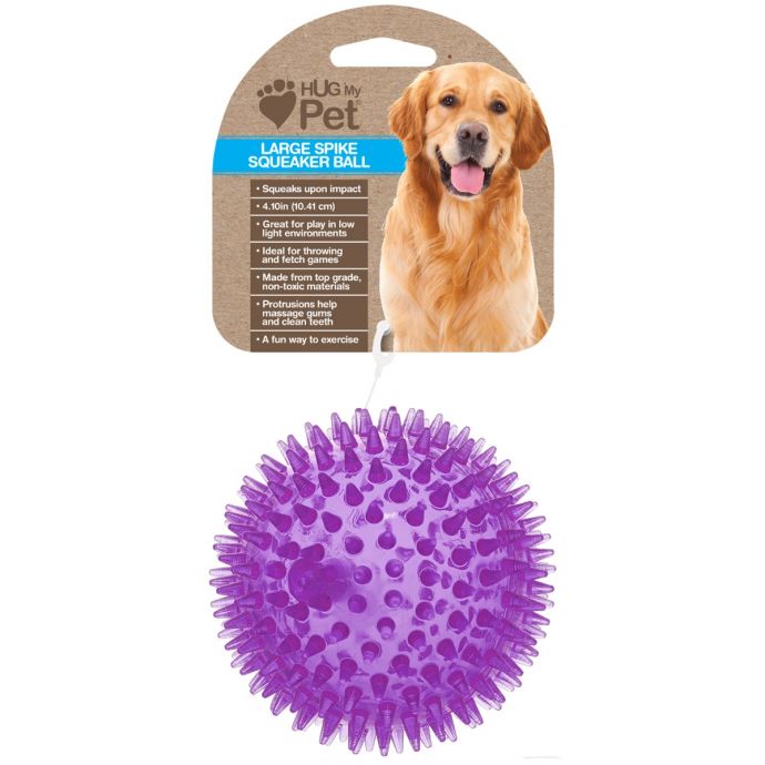 Hug my Pet Green/Purple/Blue  Round Spike Squeaker Ball