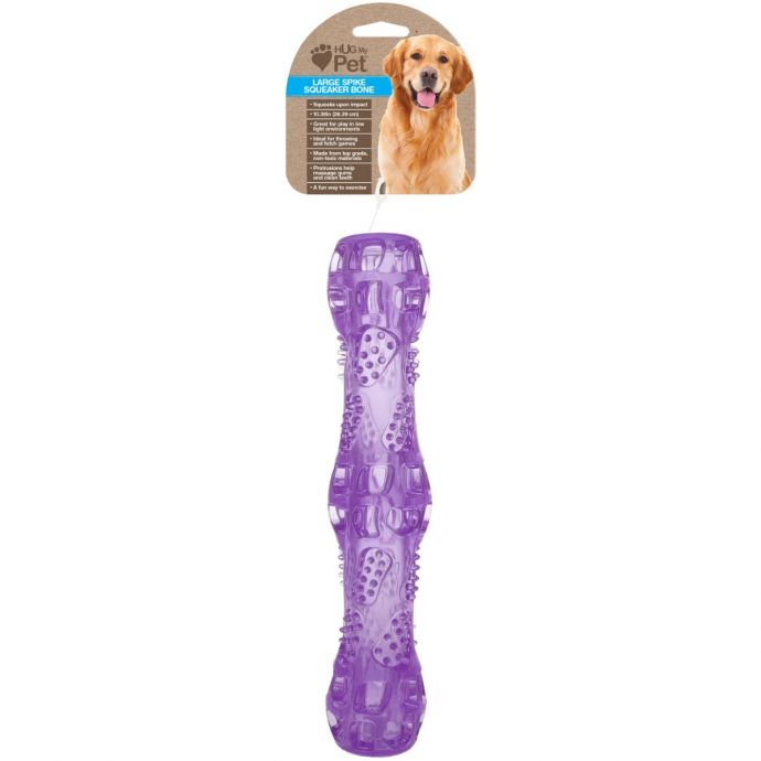 Hugh my Pet Green/Purple/Blue Spike Squeaker Bone Shape