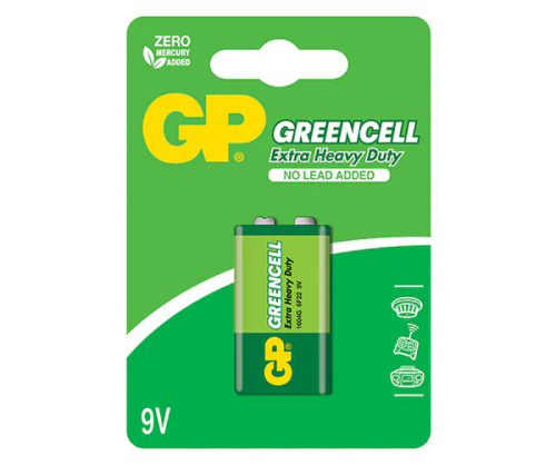 Gp Greencell Batteries 6LR61 (9V) Carbon Zinc 1Cell in Card